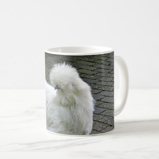 Chicken White Silkie Foto Kaffeetasse (VorderseiteRechts)