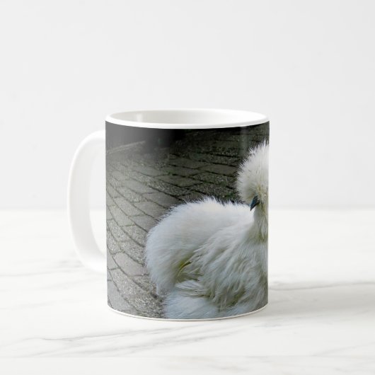 Chicken White Silkie Foto Kaffeetasse (Vorderseite Links)