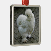 Chicken White Silkie Foto Ornament Aus Metall (Rechts)