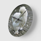 Chicken White Silkie Foto Runde Wanduhr (Winkel)