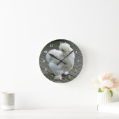 Chicken White Silkie Foto Runde Wanduhr (Zuhause)