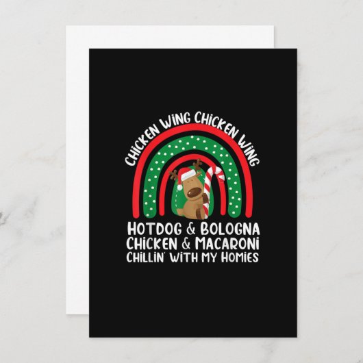 Chicken Wing Chicken Wing Hotdog & Bologna Christm Einladung (Vorne/Hinten)