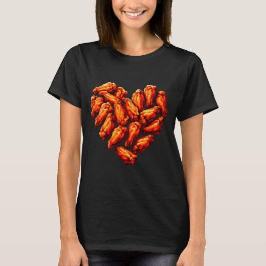 Chicken Wings Are My Valentine Heart Funny Valenti T-Shirt (Vorderseite)