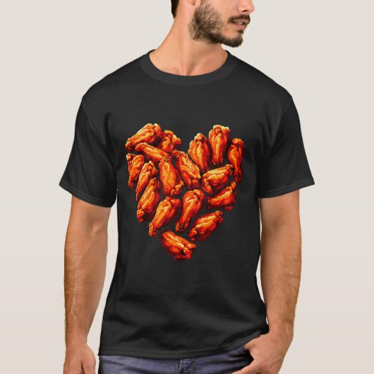Chicken Wings Are My Valentine Heart Funny Valenti T-Shirt (Vorderseite)