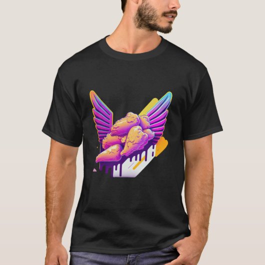 Chicken Wings Synthwave 80s Retrowave Aesthetic T-Shirt (Vorderseite)