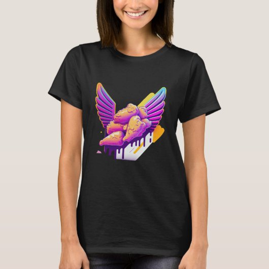 Chicken Wings Synthwave 80s Retrowave Aesthetic T-Shirt (Vorderseite)