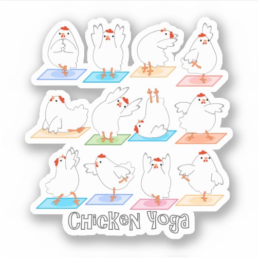 Chicken Yoga Vinyl Sticker (Vorderseite)