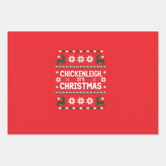 Chickenleiy sein Weihnachten Funny Weihnachten Wei Geschenkpapier Set (Vorderseite)