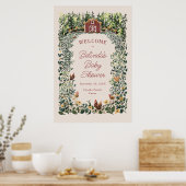Chickens Barn Charming Farm Baby Shower Welcome Poster (Küche)