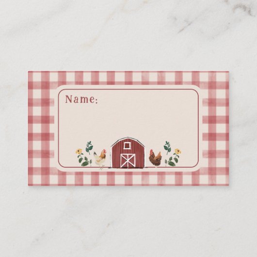 Chickens Barn Charming Farm Shower Diaper Raffle Begleitkarte (Rückseite)
