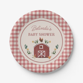 Chickens Barn Charming Farm Shower Gingham Pappteller