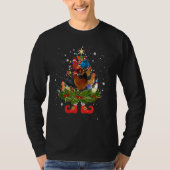 Chickens Christmas Tree Lights Cute Santa Hat T-Shirt (Vorderseite)