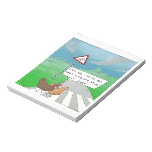 Chickens Crossing Road Funny Cartoon Notizblock (Rotiert)