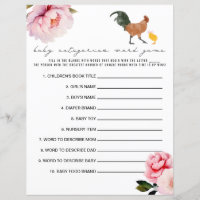 Chickens Floral Baby Shower Kategorien Word Game