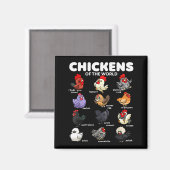 Chickens Of The World Funny Cartoon Chicken Breeds Magnet (Vorderseite/Rückseite)