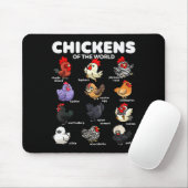 Chickens Of The World Funny Cartoon Chicken Breeds Mousepad (Mit Mouse)