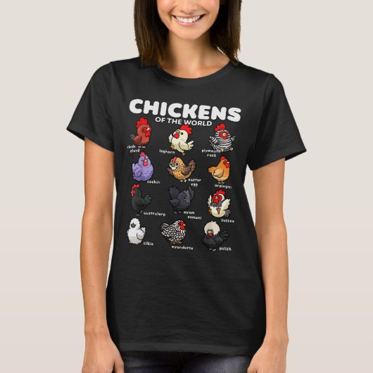 Chickens Of The World Funny Cartoon Chicken Breeds T-Shirt (Vorderseite)