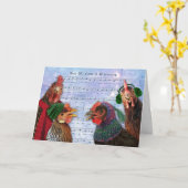 Chickens Singing Christmas Carols Karte (Gelbe Blume)