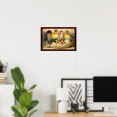 CHICKENS WITH FLOWERS IN EASTER EGG POSTER (Heimbüro)