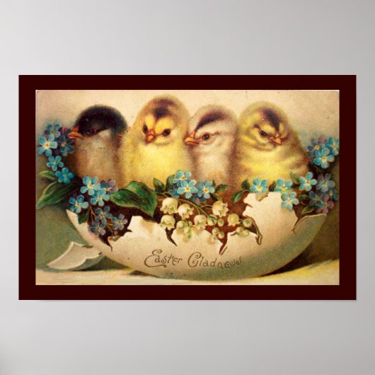 CHICKENS WITH FLOWERS IN EASTER EGG POSTER (Vorne)