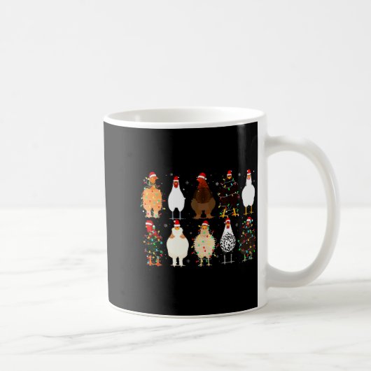 Chickens Xmas Lights Pajamas Holiday Merry Christm Kaffeetasse (Rechts)