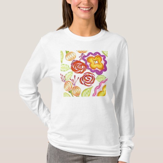 Chickie lange Hülse - Blumen auch T-Shirt (Vorderseite)