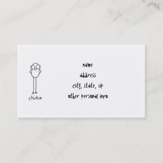 Chickie Visitenkarte (Vorderseite)