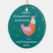 Chickopotamus für Weihnachten, Huhn-Einhorn Keramik Ornament (Links)