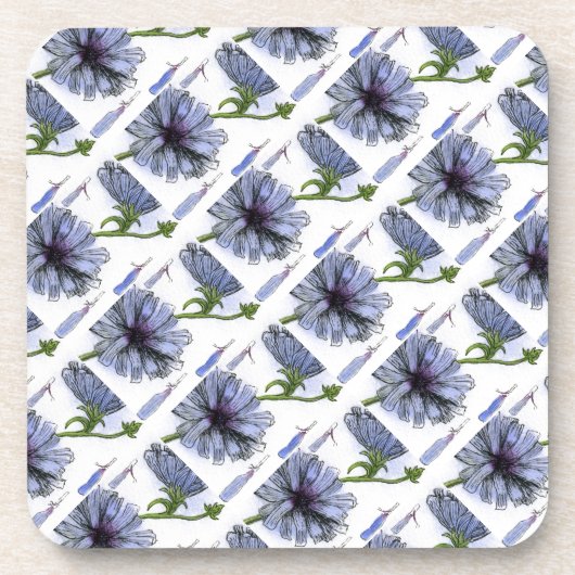 "Chickory Tiled Pattern" Blumenmuster-Untersetzer Untersetzer (Vorderseite)