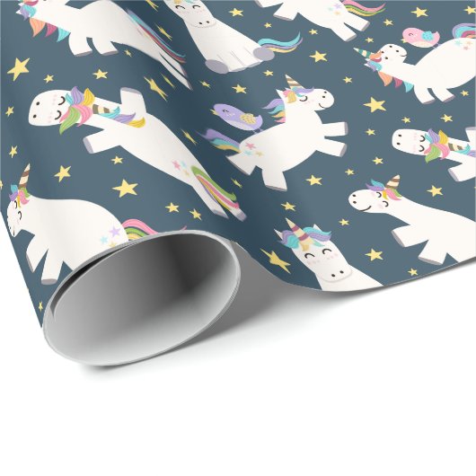 *~* Chicks auf Unicorns Sternennacht Geschenkpapier (Rolleneckpunkt)