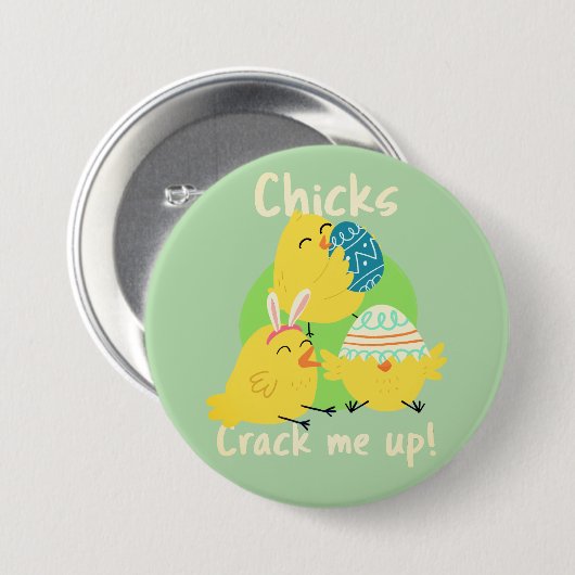 Chick's bringt mich zum Lachen! Ostern-Knopf Button (Vorne & Hinten)
