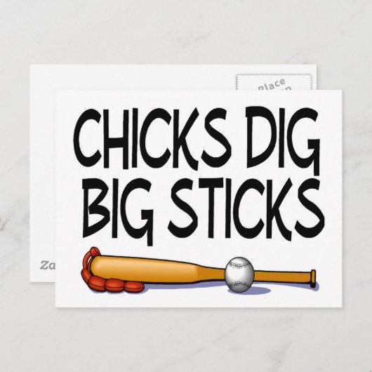 Chicks Dig Big Sticks Baseball Postkarte (Vorne/Hinten)
