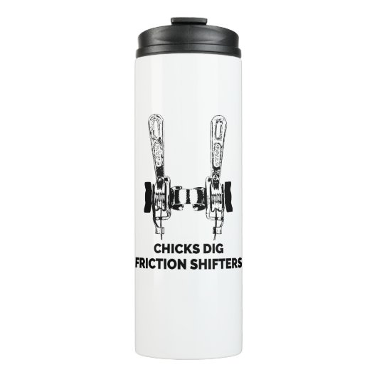 Chicks Dig Friction Shifters Fahrrad Thermosbecher (Vorderseite)