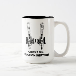 Chicks Dig Friction Shifters Fahrrad Zweifarbige Tasse