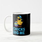 Chicks Dig Me Boys Funny Happy Oaster Chicks Kaffeetasse (Links)