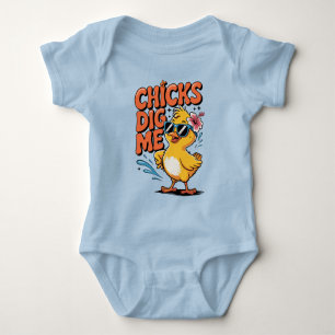 Chicks Dig Me - Funny Duck Puff Baby Strampler