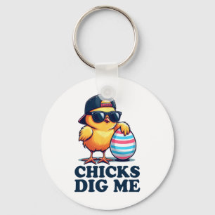 Chicks Dig Me Funny Oster Kleinkind Boys Kind Happ Schlüsselanhänger