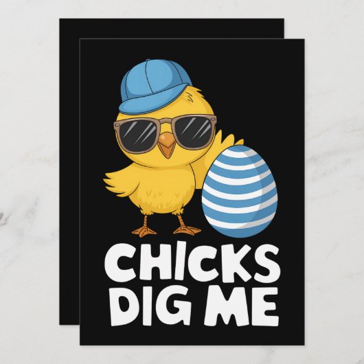 Chicks Dig Me Osterfest Die sonnige Eierjagd Einladung (Vorne/Hinten)