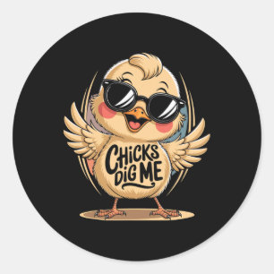Chicks Dig Me Ostertag für Männer Jungen glücklich Runder Aufkleber