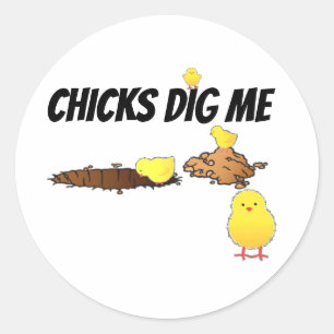CHICKS DIG ME RUNDER AUFKLEBER