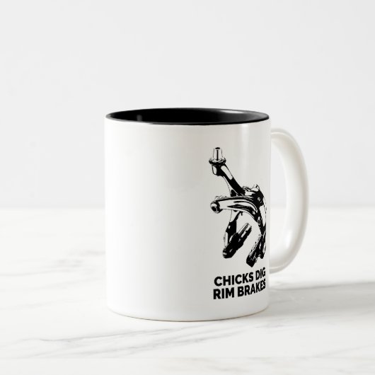 Chicks Dig Rim Brakes Zweifarbige Tasse (VorderseiteRechts)