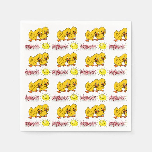 Chicks Gelbe Rosen Blumenschlange Napkin Serviette (Vorderseite)