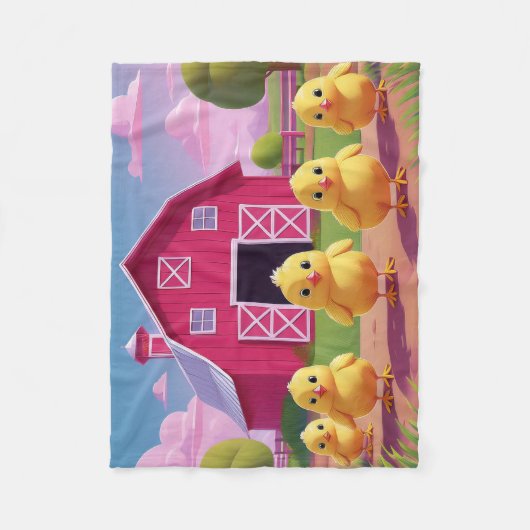 Chicks in Barnyard Happy Spring  Fleecedecke (Vorderseite)