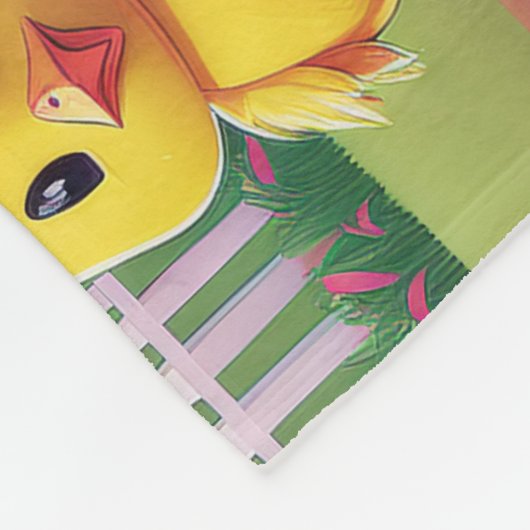 Chicks in Barnyard Happy Spring  Fleecedecke (Ecke)