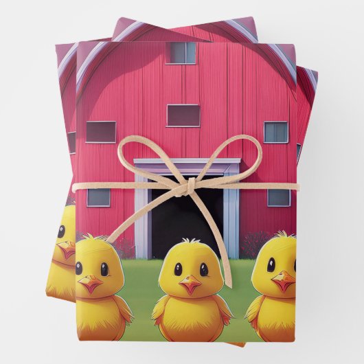 Chicks in Barnyard Happy Spring Geschenkpapier Set (Beispiel)