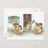 Chicks in der Schule und im Rooster-Lehrer Postkarte (Vorne/Hinten)