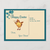 Chicks in einem Vintagen Korb Ostern Postkarte (Rückseite)