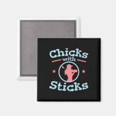 Chicks mit Sticks Golf Club Magnet (Vorderseite/Rückseite)