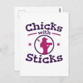 Chicks mit Sticks Golf Golf Golfer Frauen Postkarte (Vorne/Hinten)