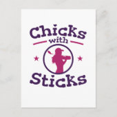 Chicks mit Sticks Golf Golf Golfer Frauen Postkarte (Vorderseite)
